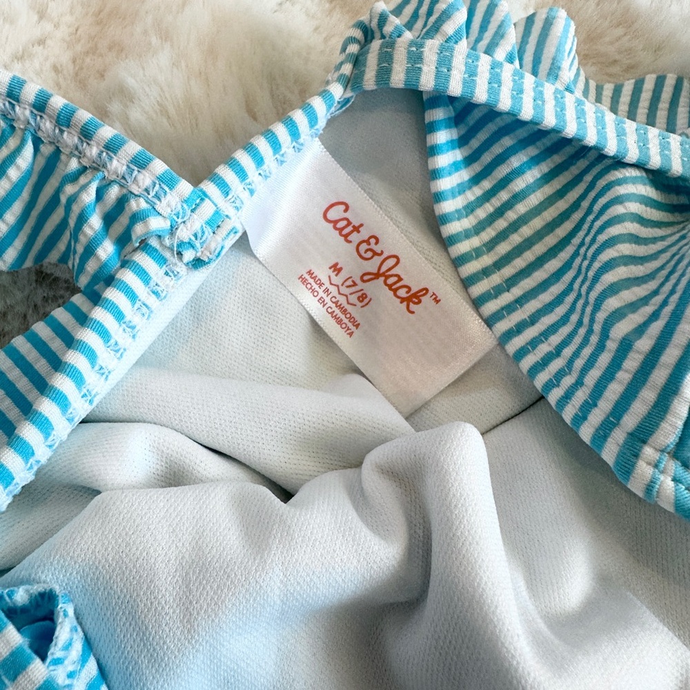 Blue Striped Ruffle Swimsuit - Picture 3 of 3